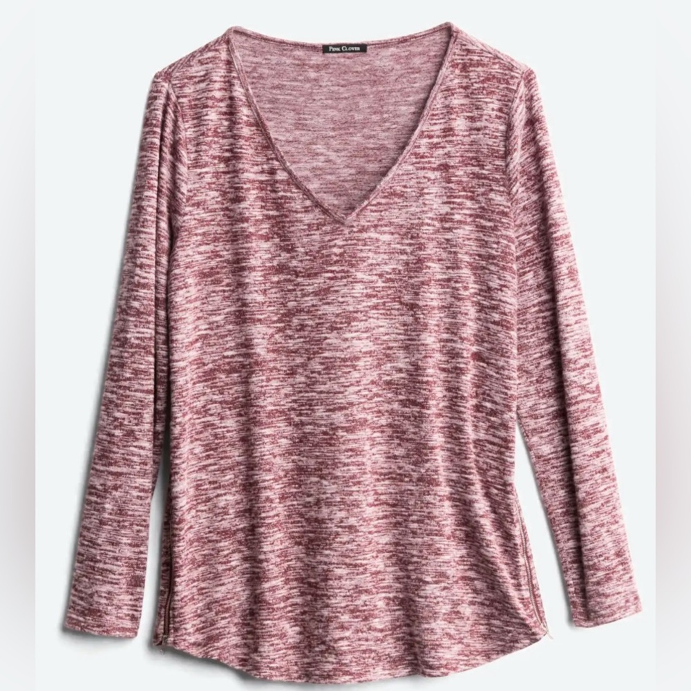 Burgundy Clover Pink V-Neck Top
